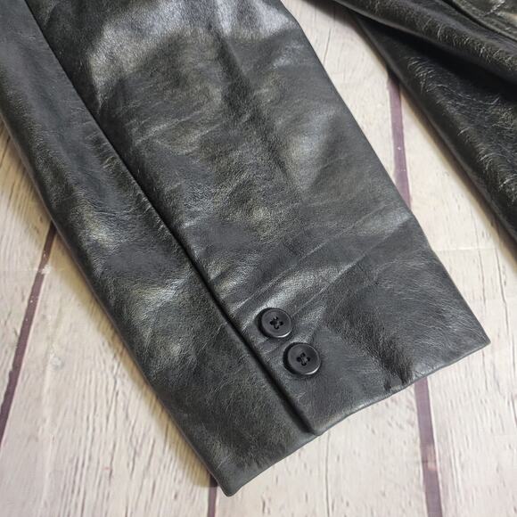 Vintage GAP Leather Jacket Women's XL Black Genuine Y2K 00s Casual - Picture 6 of 6